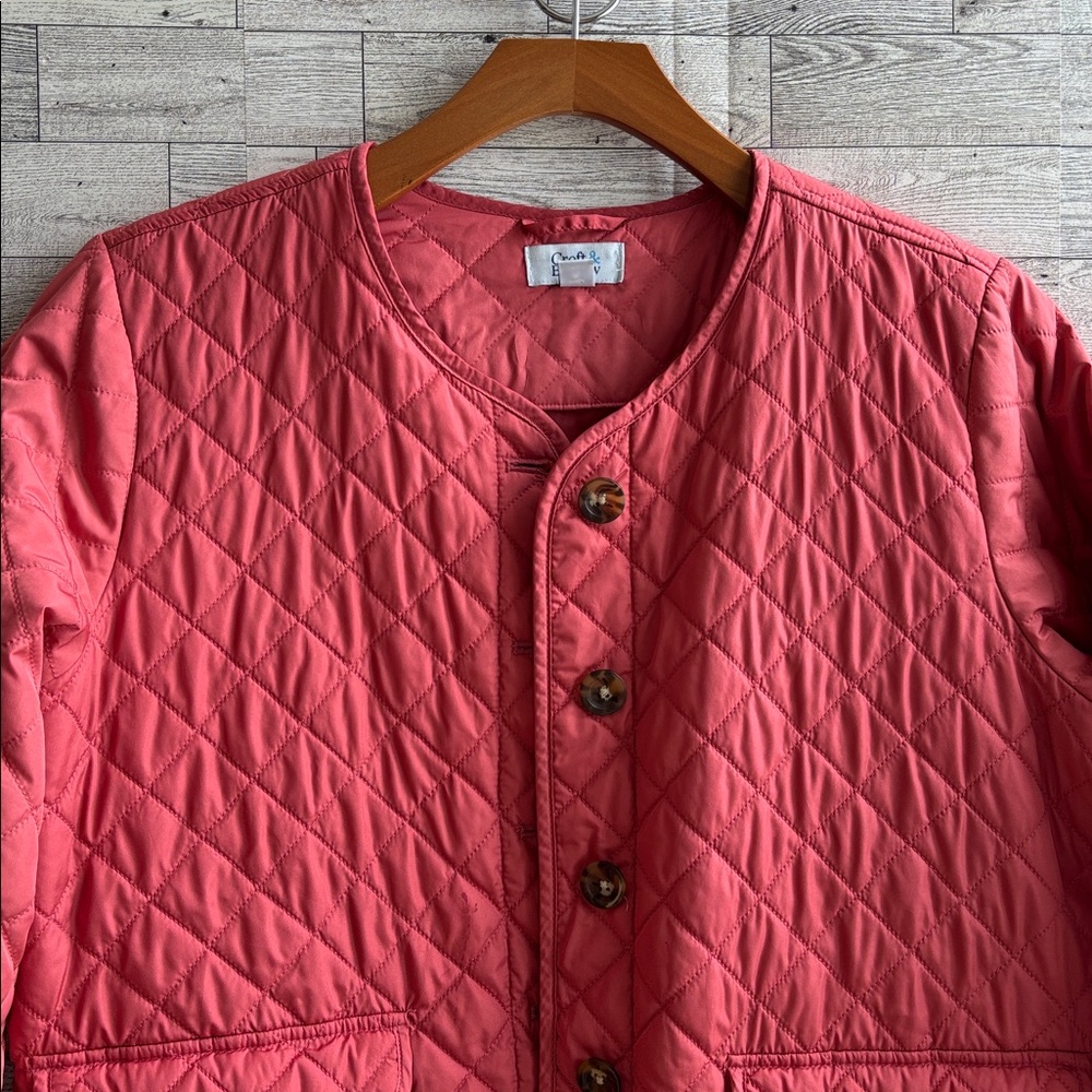 Womens Quilted Jacket Size large Petite Pink Barn y2k Outdoors - Picture 4 of 8